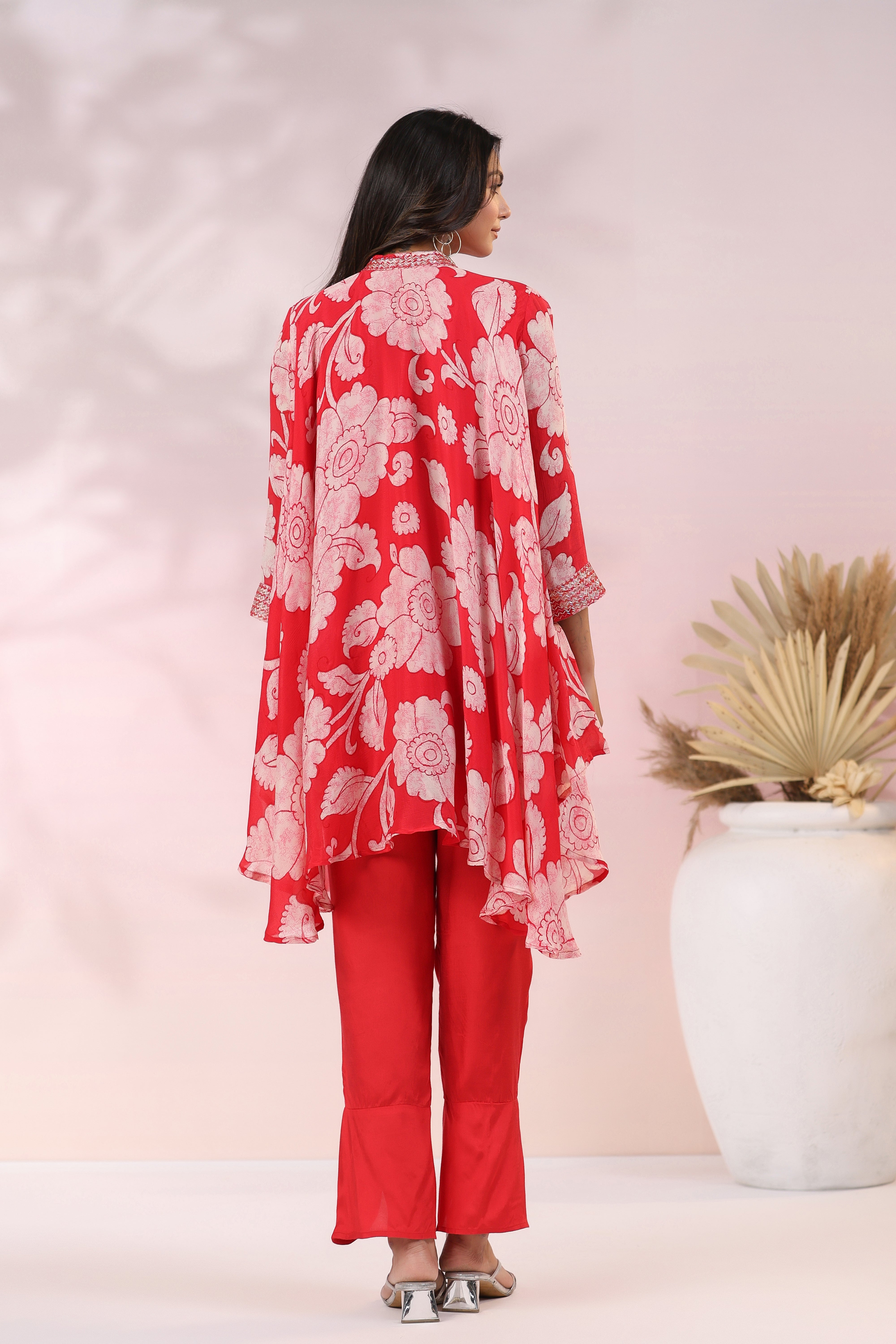 Merlot Floral Russian Silk Co-ord Set