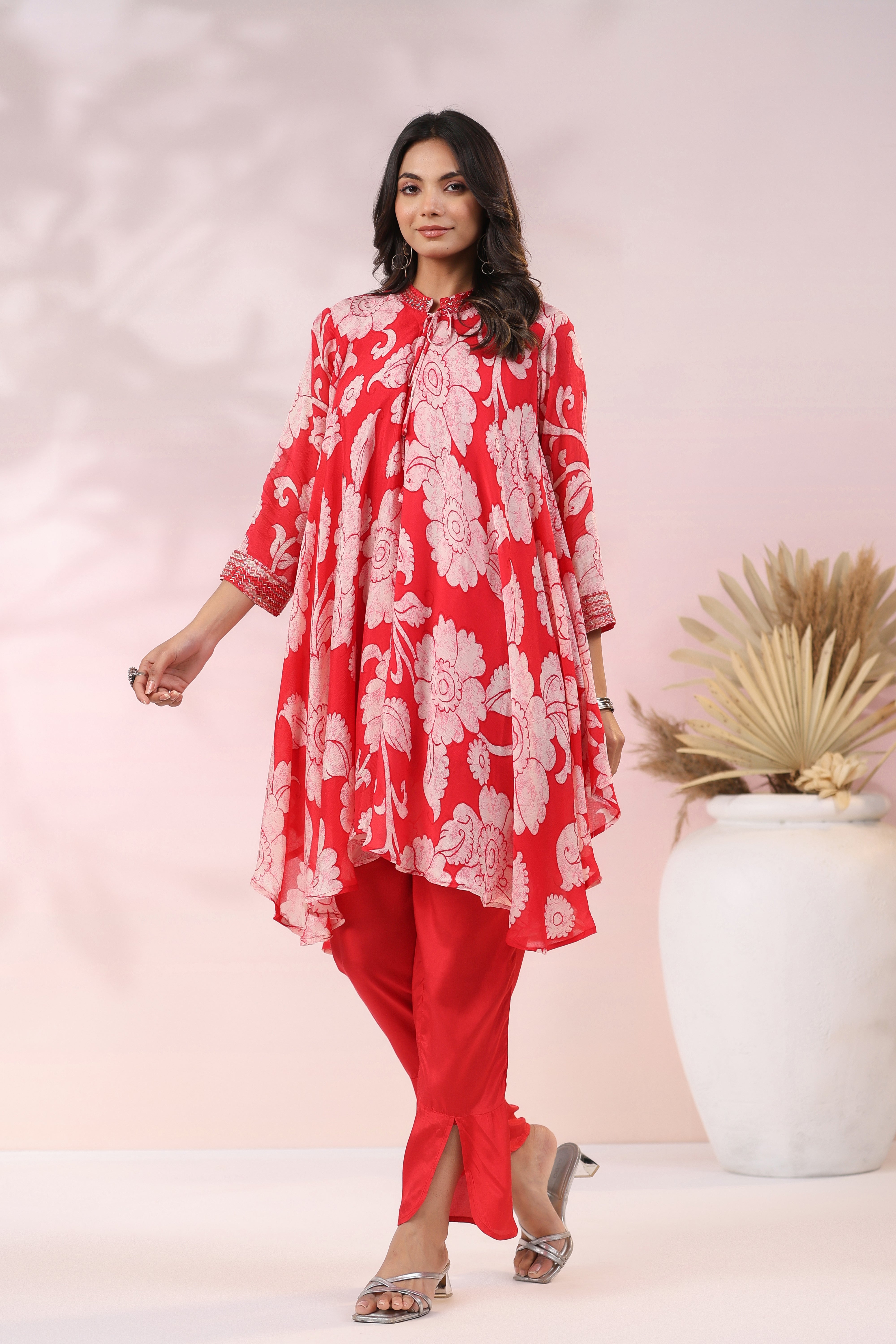 Merlot Floral Russian Silk Co-ord Set