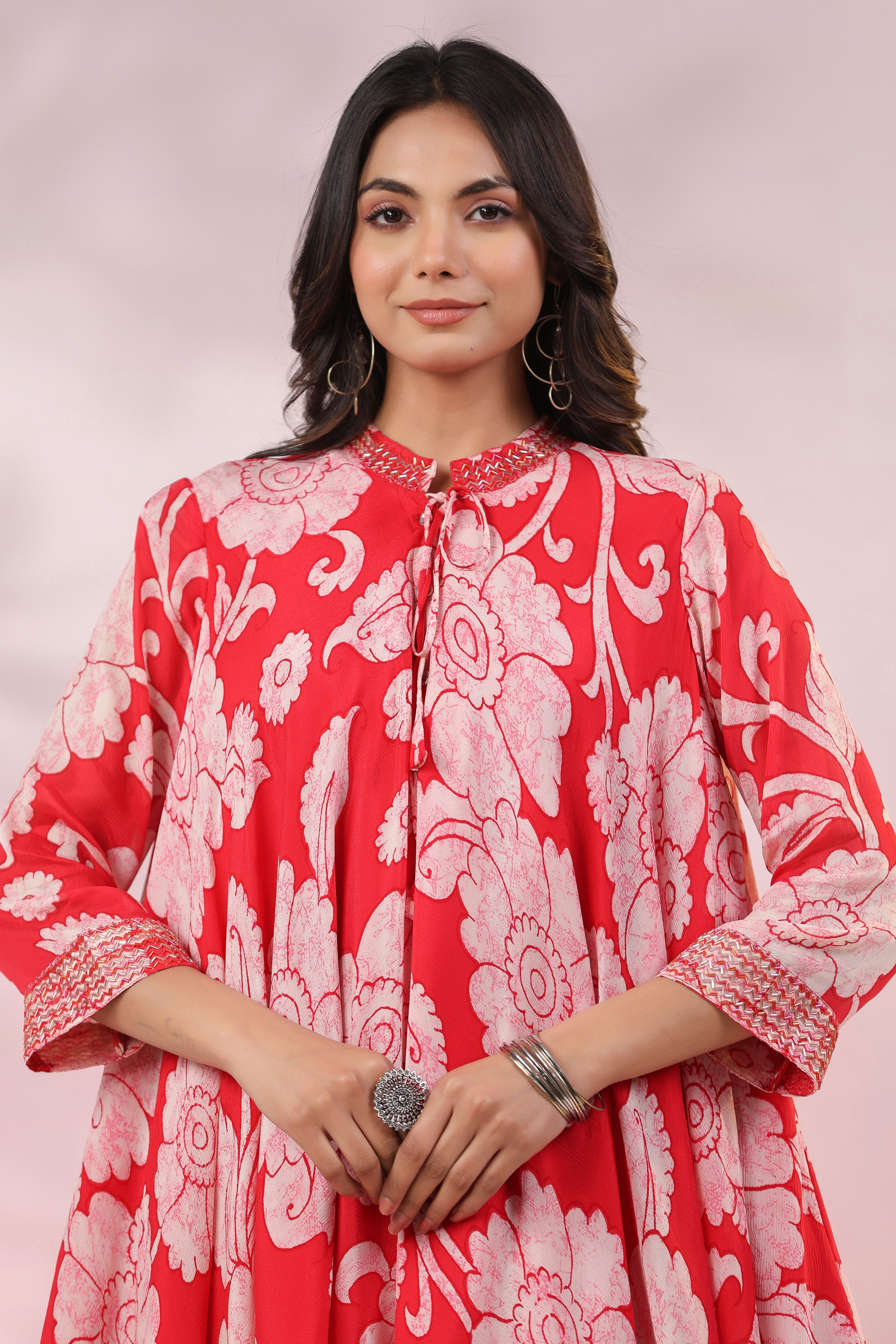 Merlot Floral Russian Silk Co-ord Set