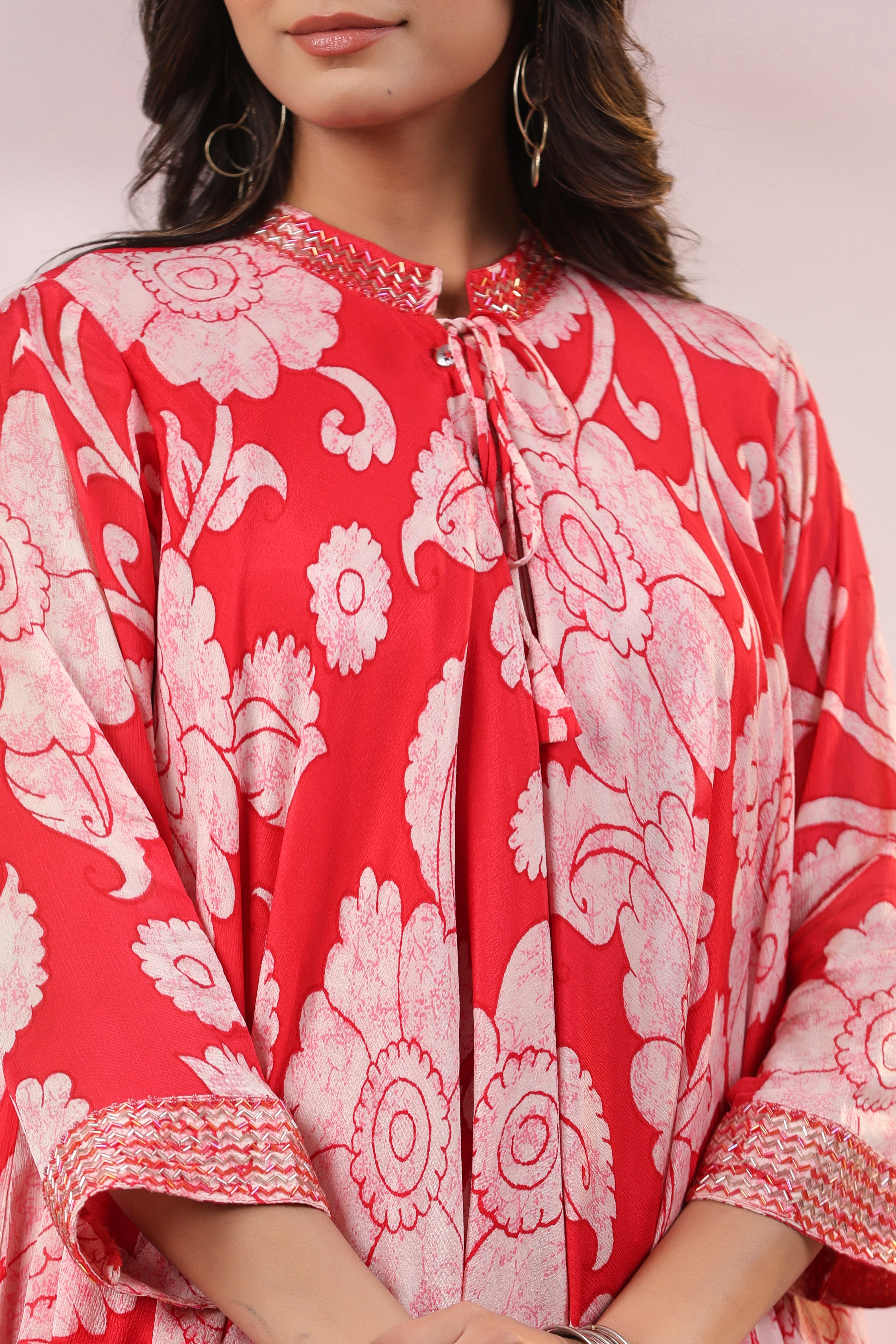 Merlot Floral Russian Silk Co-ord Set