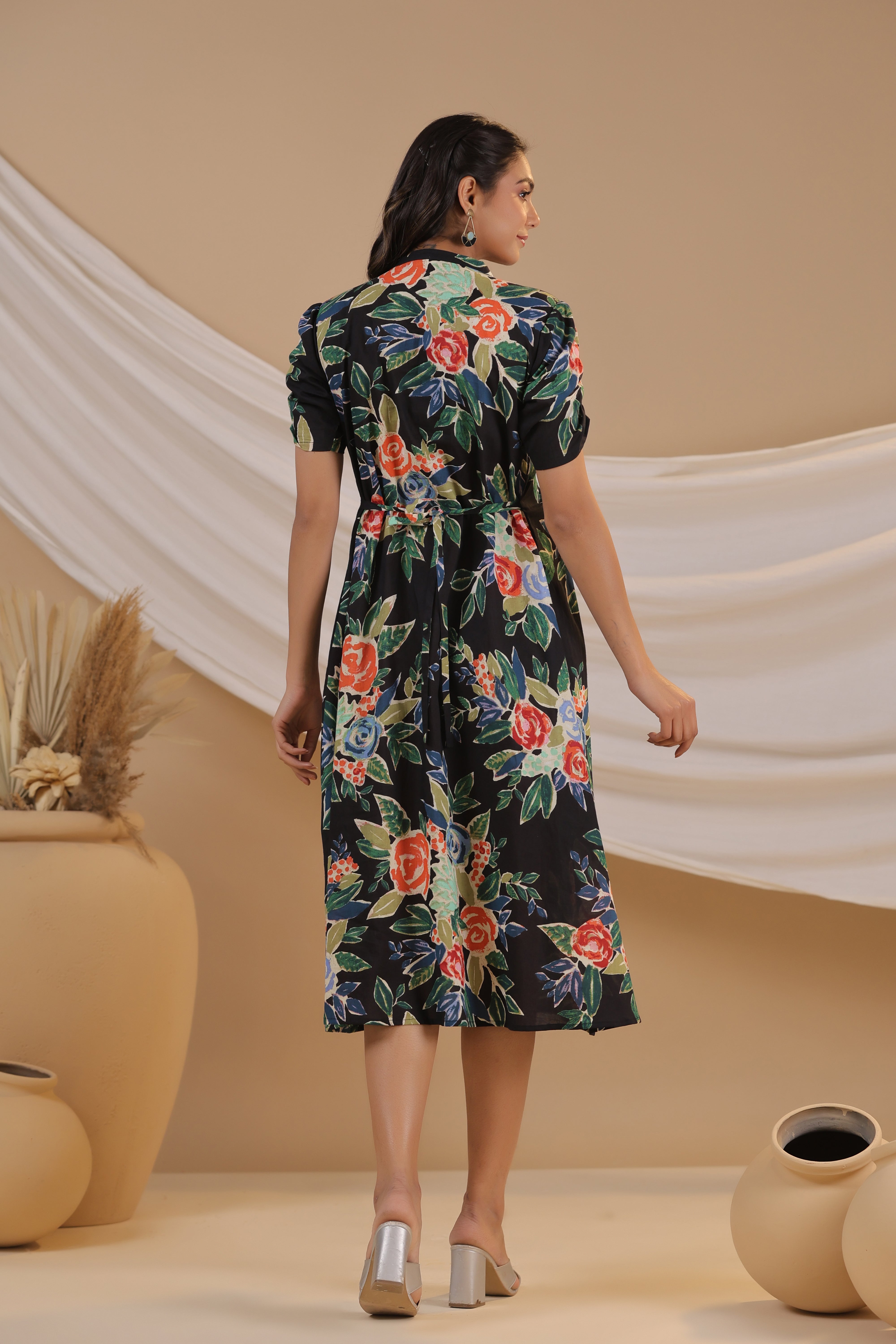 Nocturnal Blossom Cotton Dress