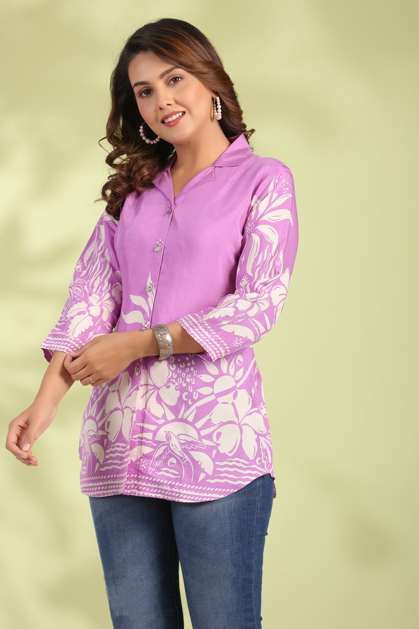 Lavender Boho Russian Silk Top