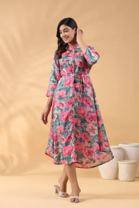 Abstract Aura Dress in Russian Silk