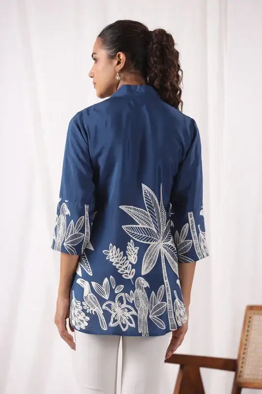 Sapphire Garden Bloom Russian Silk Top