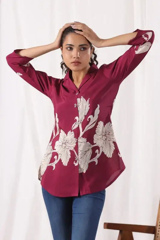 Island Reverie Plum Russain Silk Top