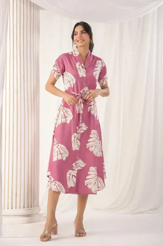 Blush Palm Pink Russian Silk Dress