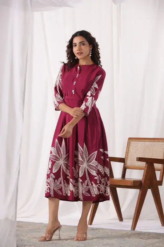 Island Reverie Plum Russain Silk Dress