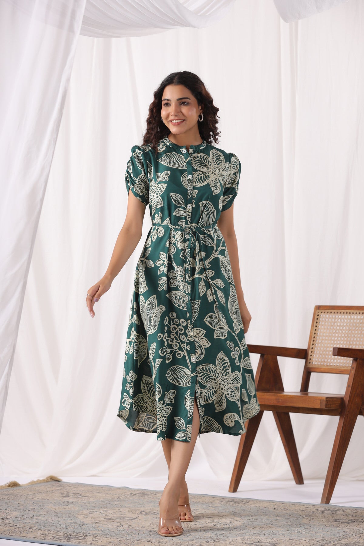 Seafoam Petals Russian Silk Dress