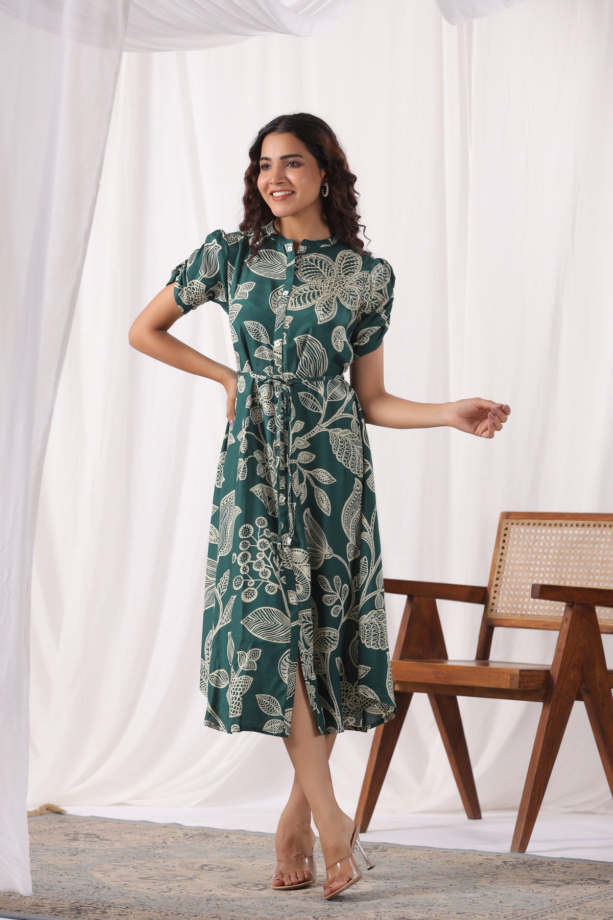 Seafoam Petals Russian Silk Dress