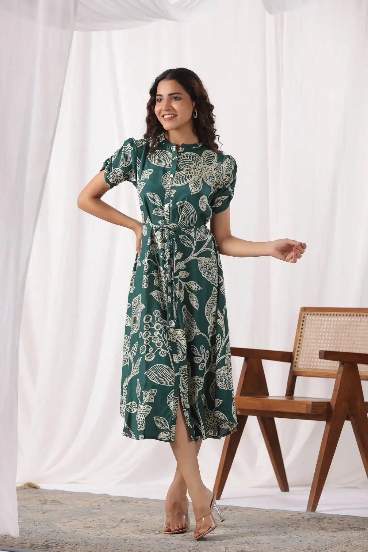 Seafoam Petals Russian Silk Dress