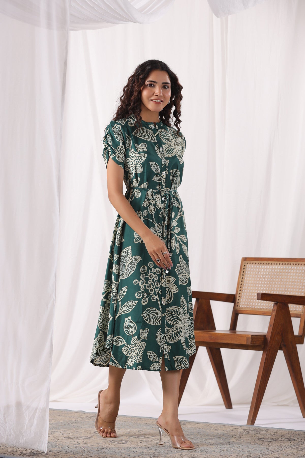Seafoam Petals Russian Silk Dress