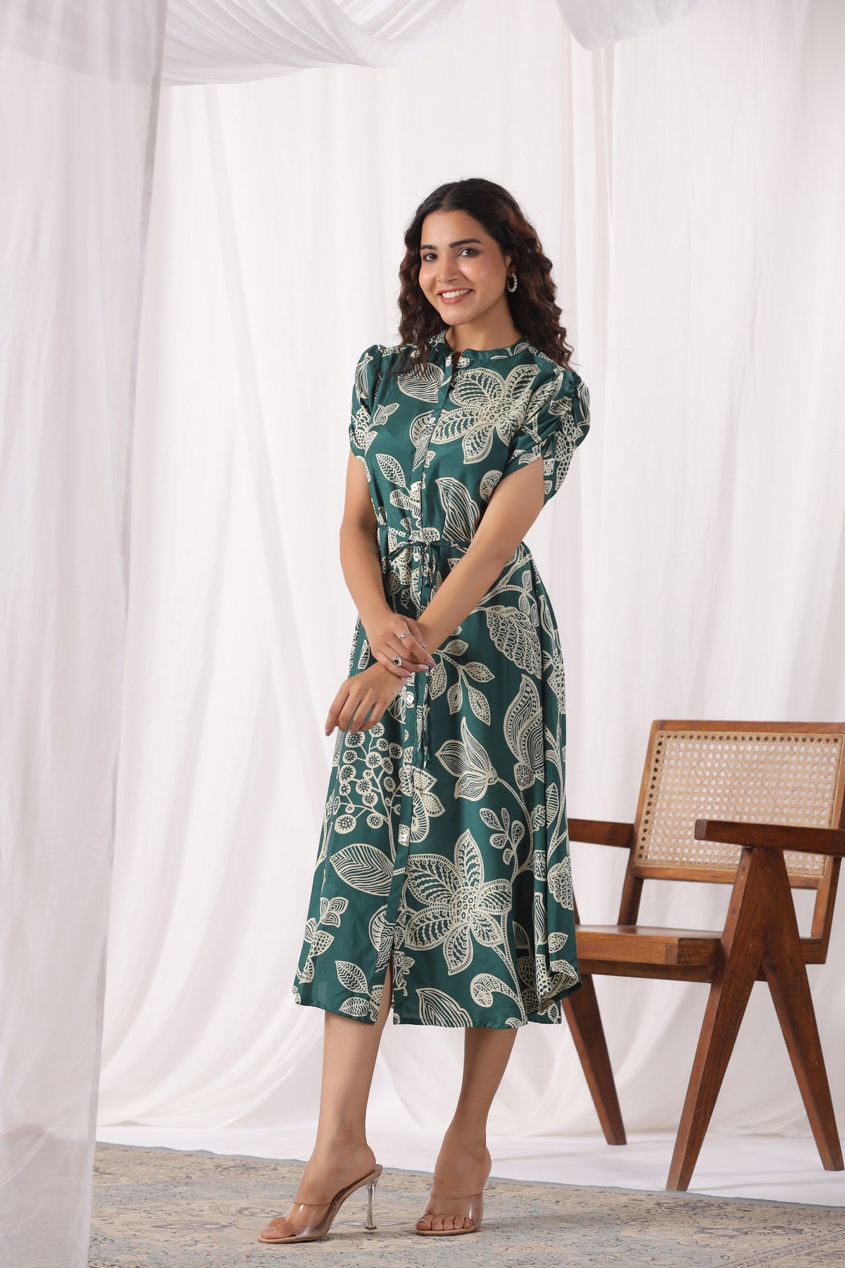 Seafoam Petals Russian Silk Dress