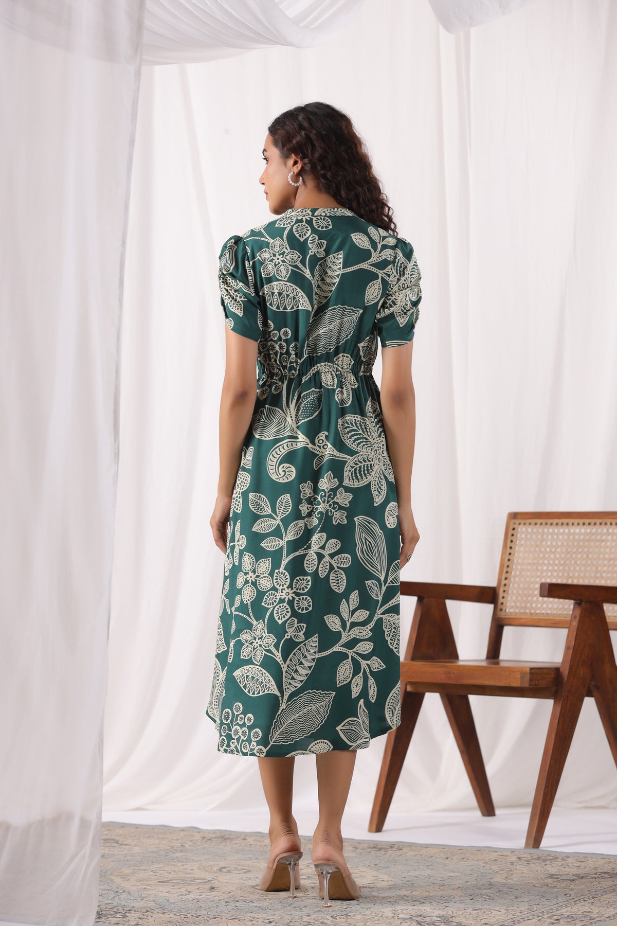Seafoam Petals Russian Silk Dress