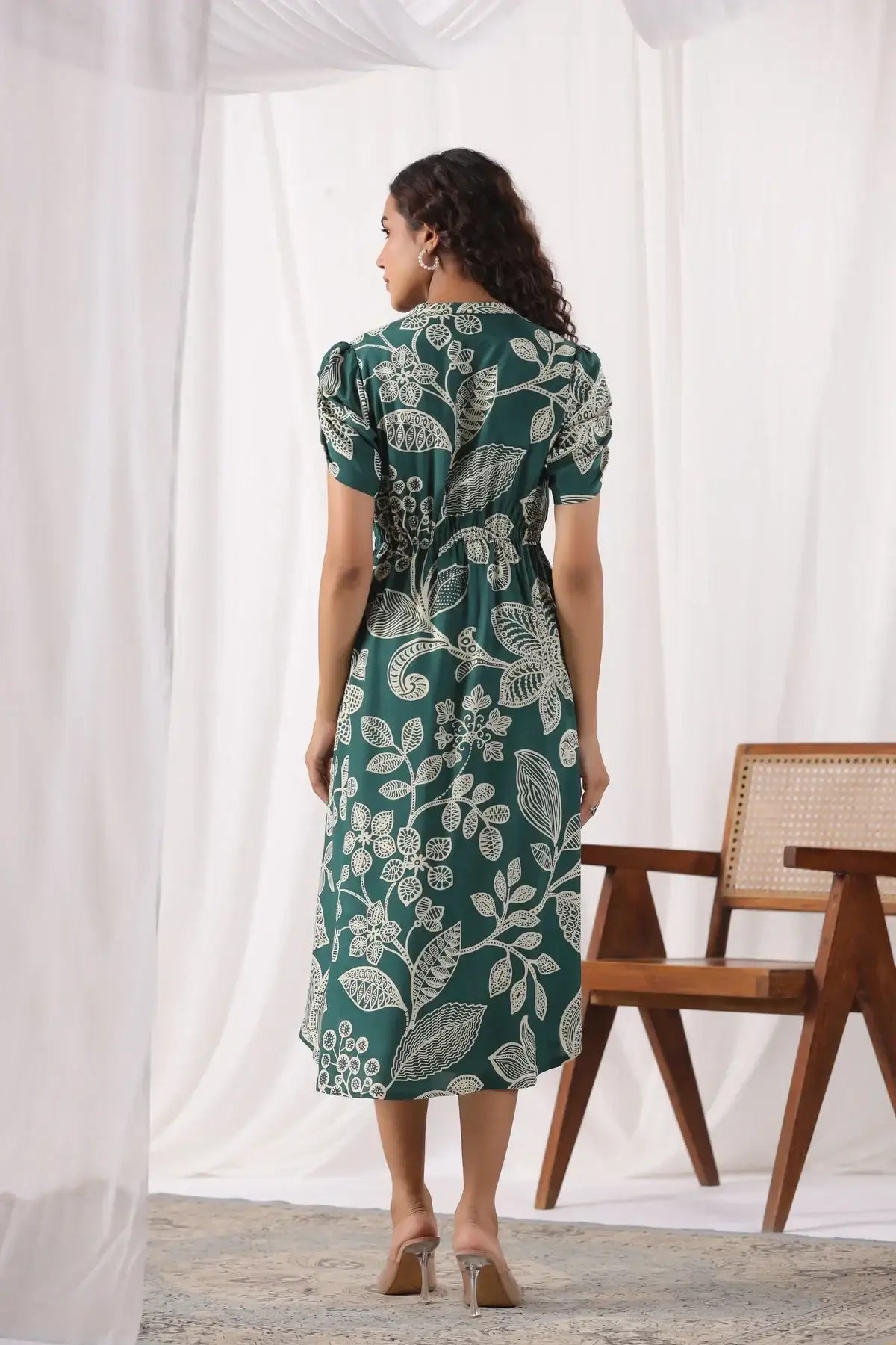 Seafoam Petals Russian Silk Dress