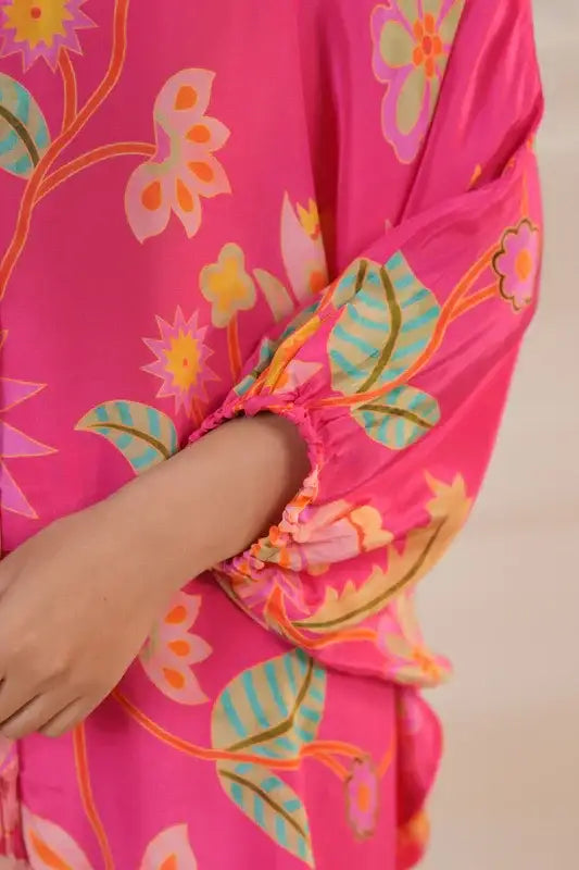 Rose Blossom Luxe Natural Crepe Russian Silk Co-ord Set