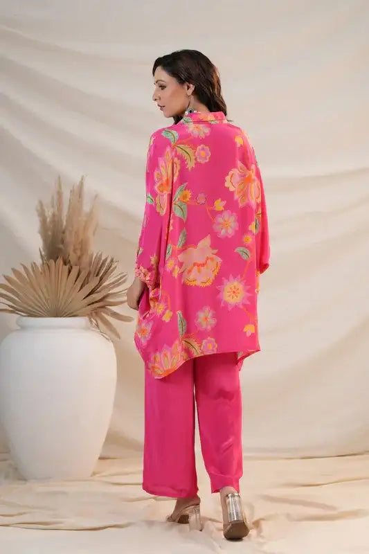 Rose Blossom Luxe Natural Crepe Russian Silk Co-ord Set