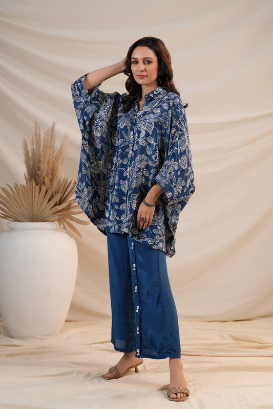 Sapphire Bloom Luxe Natural Crepe Co-ord Set