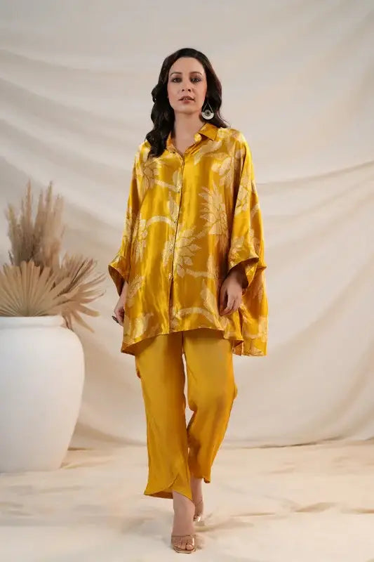 Sunlit Mustard Luxe Russian Silk Co-ord Set
