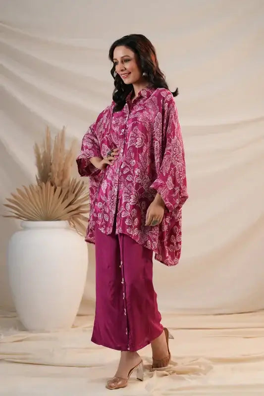 Berry Blossom Luxe Natural Crepe Russian Silk Co-ord Set