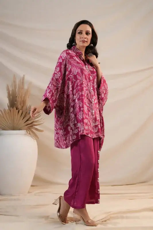 Berry Blossom Luxe Natural Crepe Russian Silk Co-ord Set