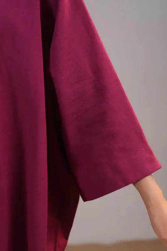 Wine Blossom Elegance Cotton Flex Co-ord Set