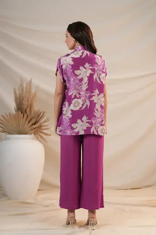 Purple Floral Bloom Cotton Co-ord Set
