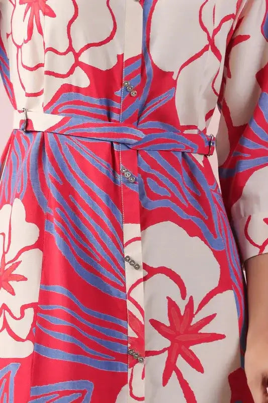 Tropical Bloom Shirt Russian Silk Dress