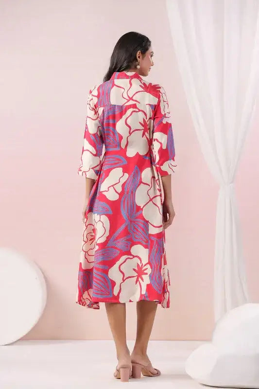 Tropical Bloom Shirt Russian Silk Dress