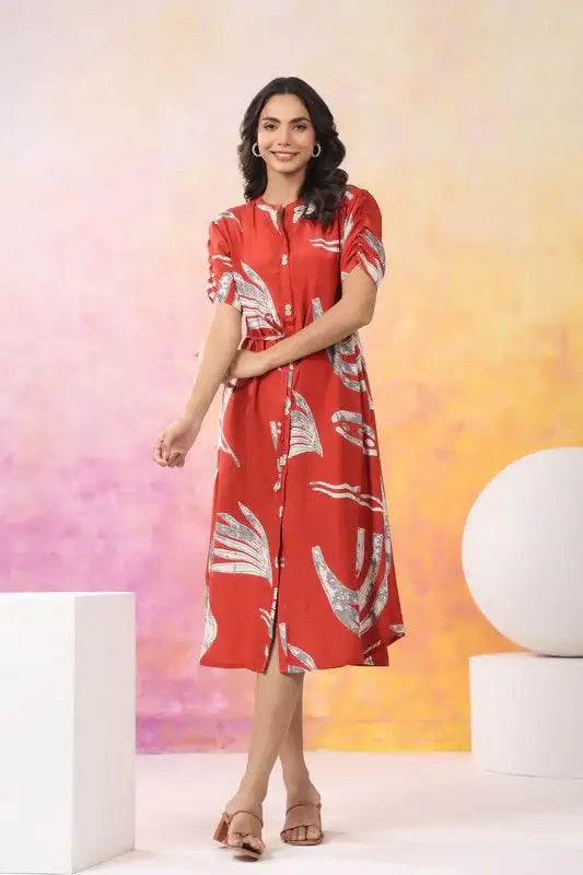 Rust Mirage Russian Silk Dress