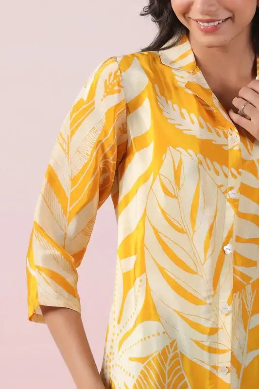 Sunlit Palm Russian Silk Top