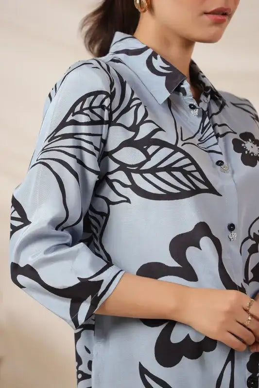 Sky Blue Petal Russian Silk Top