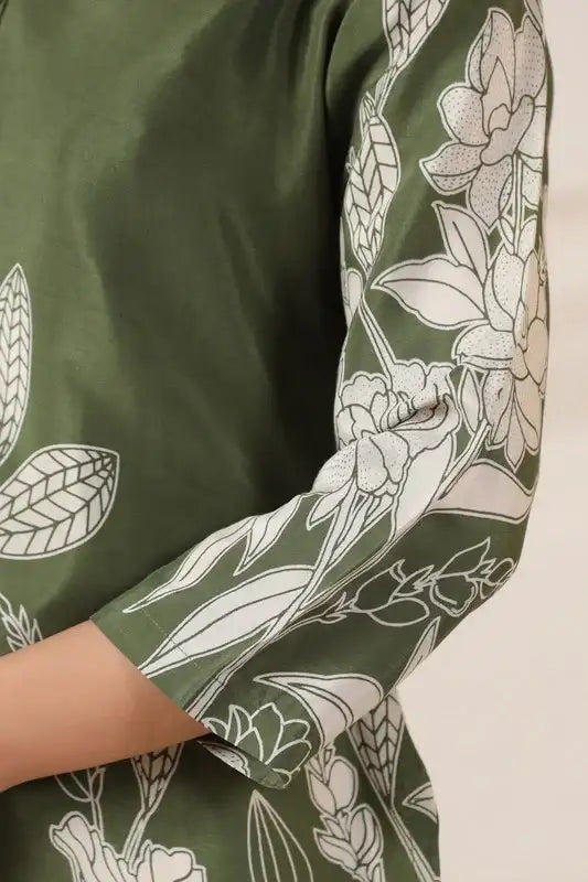 Nature-Inspired Russian Silk Green Top