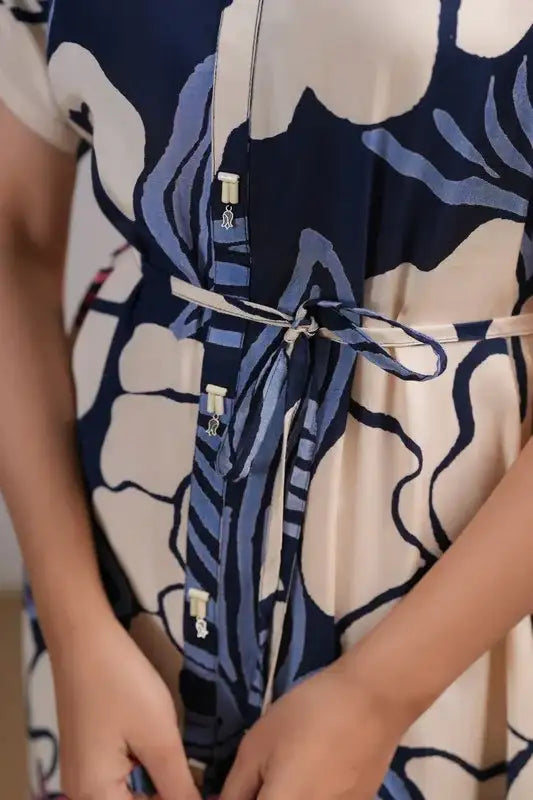 Midnight Petals Printed Multicolour Russian Silk Dress