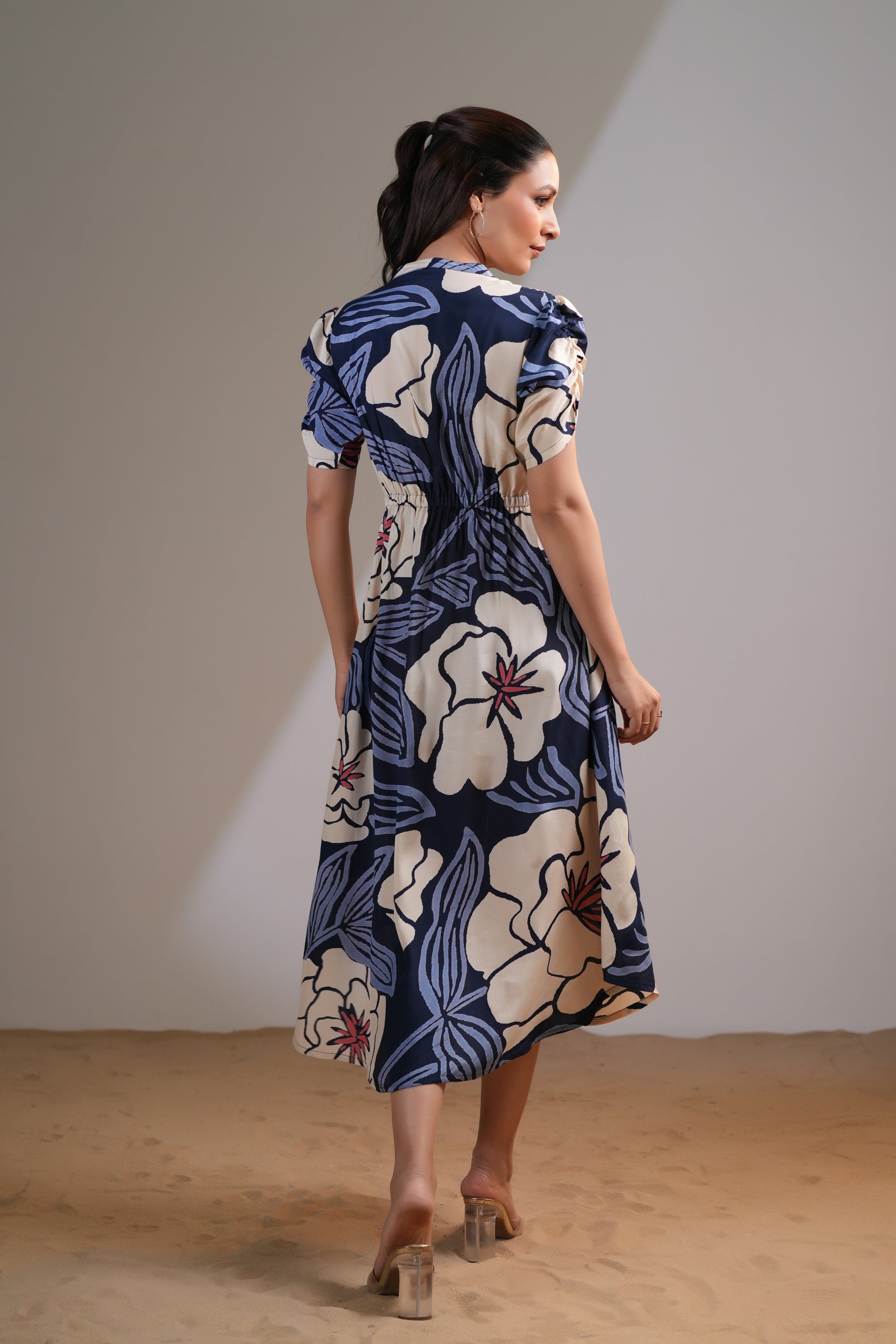 Midnight Petals Printed Multicolour Russian Silk Dress