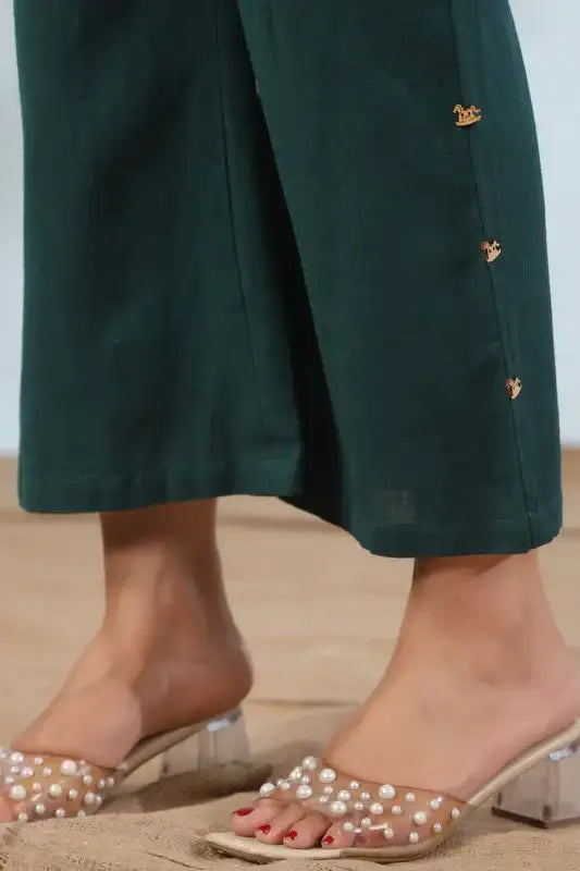 Emerald Horse Embroidery Cotton Flex Co-ord Set