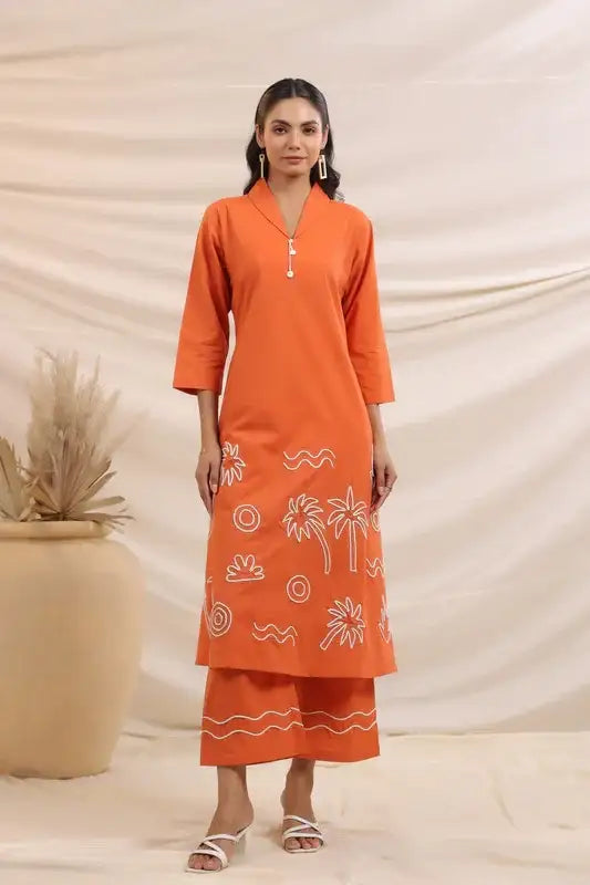 Rust Palm Breeze Cotton Co-ord Set