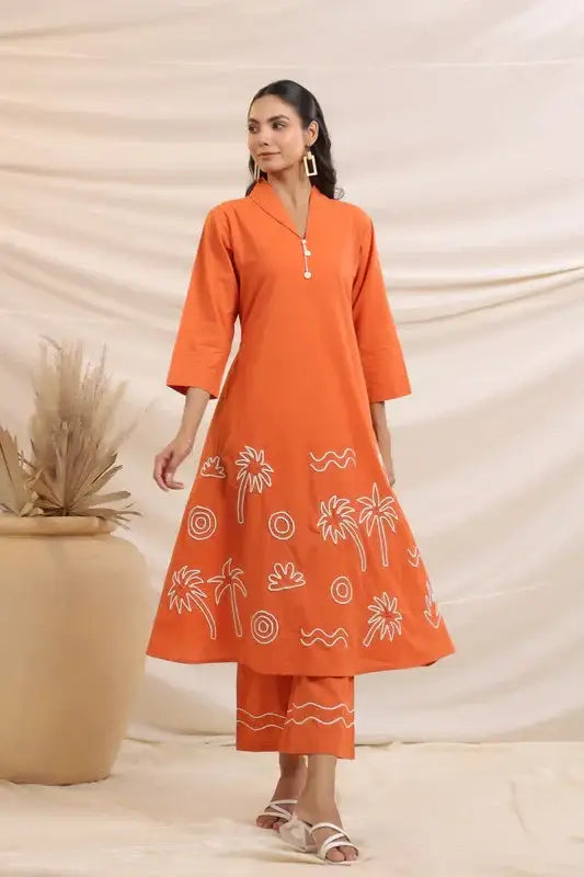 Rust Palm Breeze Cotton Co-ord Set