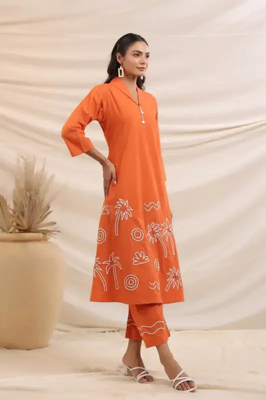 Rust Palm Breeze Cotton Co-ord Set