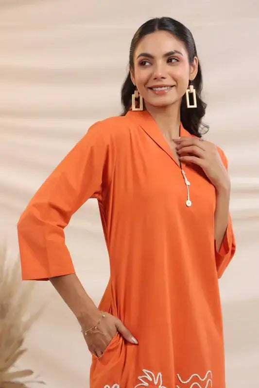 Rust Palm Breeze Cotton Co-ord Set
