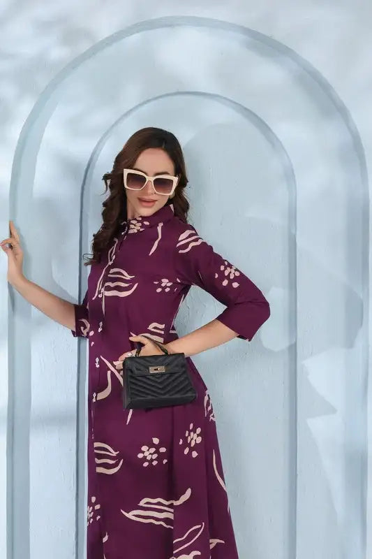 Purple Botnical Cotton Co-ord Set