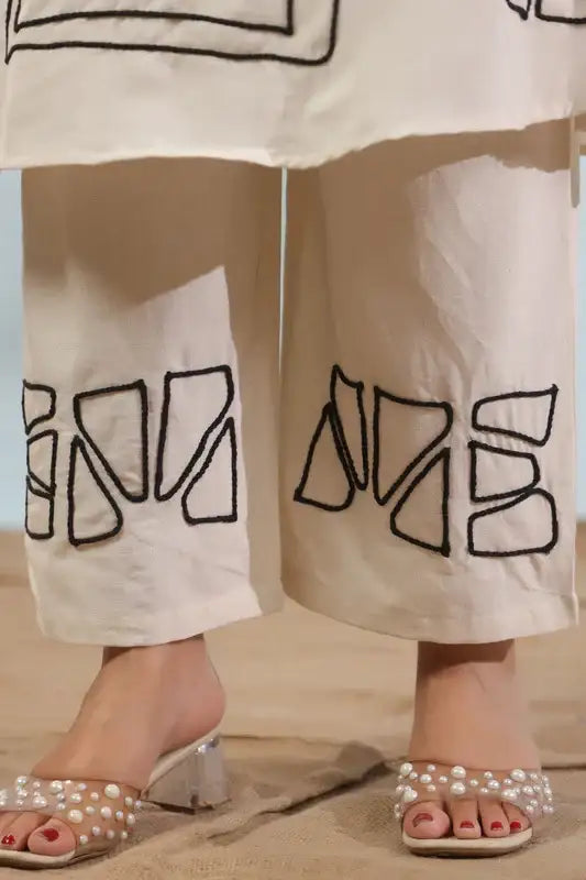 Ivory Tribal Elephant Cotton Flex Co-ord Set