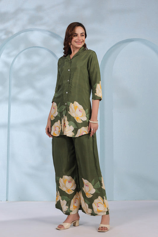 Blooming Grace in Olive Green Co-Ord Set