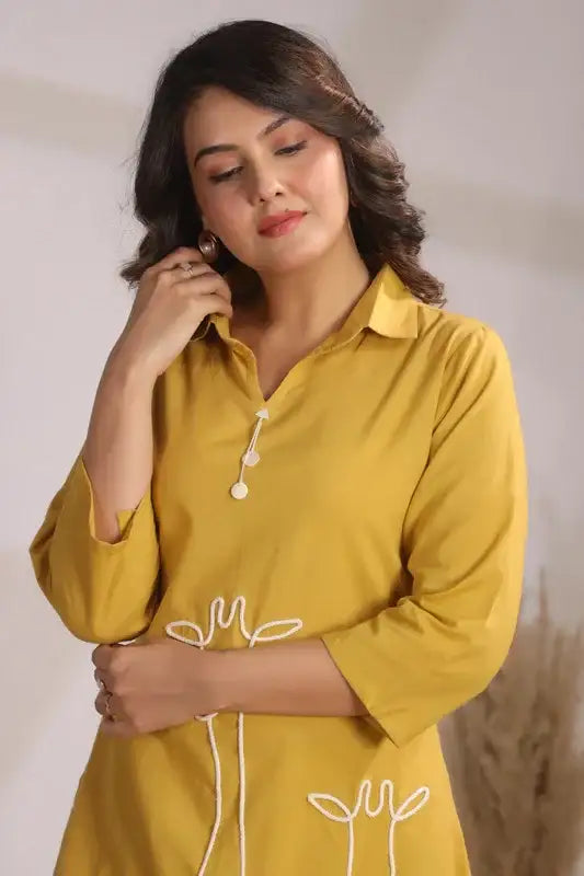 Golden Giraffe Mustard Yellow Cotton Co-ord Set