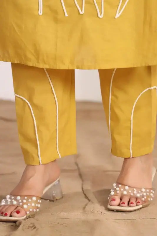 Golden Giraffe Mustard Yellow Cotton Co-ord Set