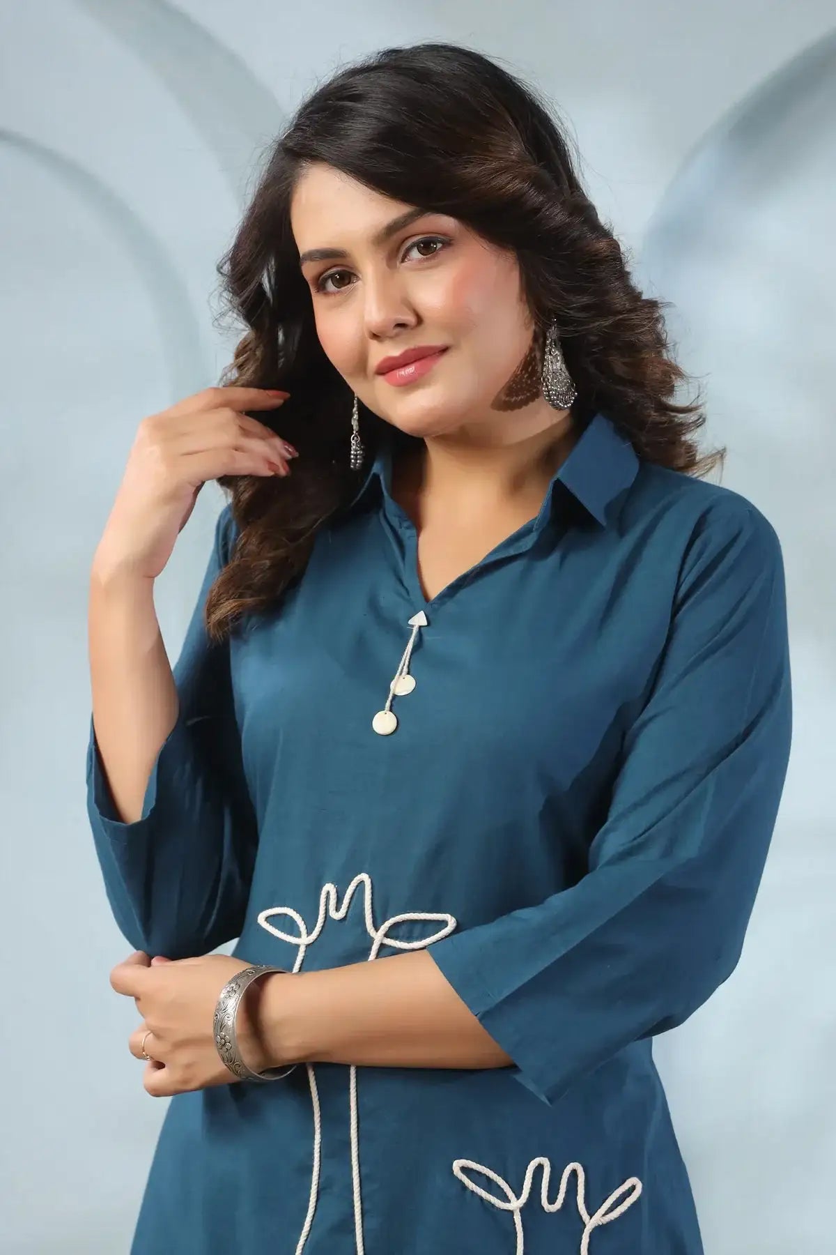 Giraffe Glance Blue Cotton Co-ord Set