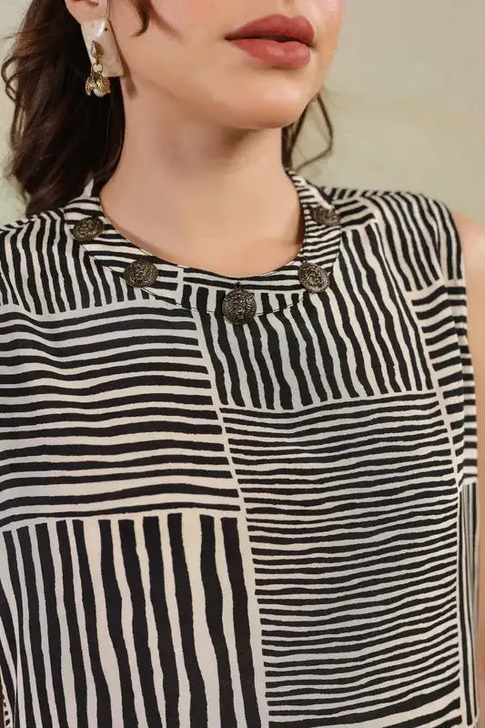 Black & White Maze Russian Silk Co-ord Set