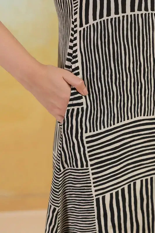 Black & White Maze Russian Silk Co-ord Set