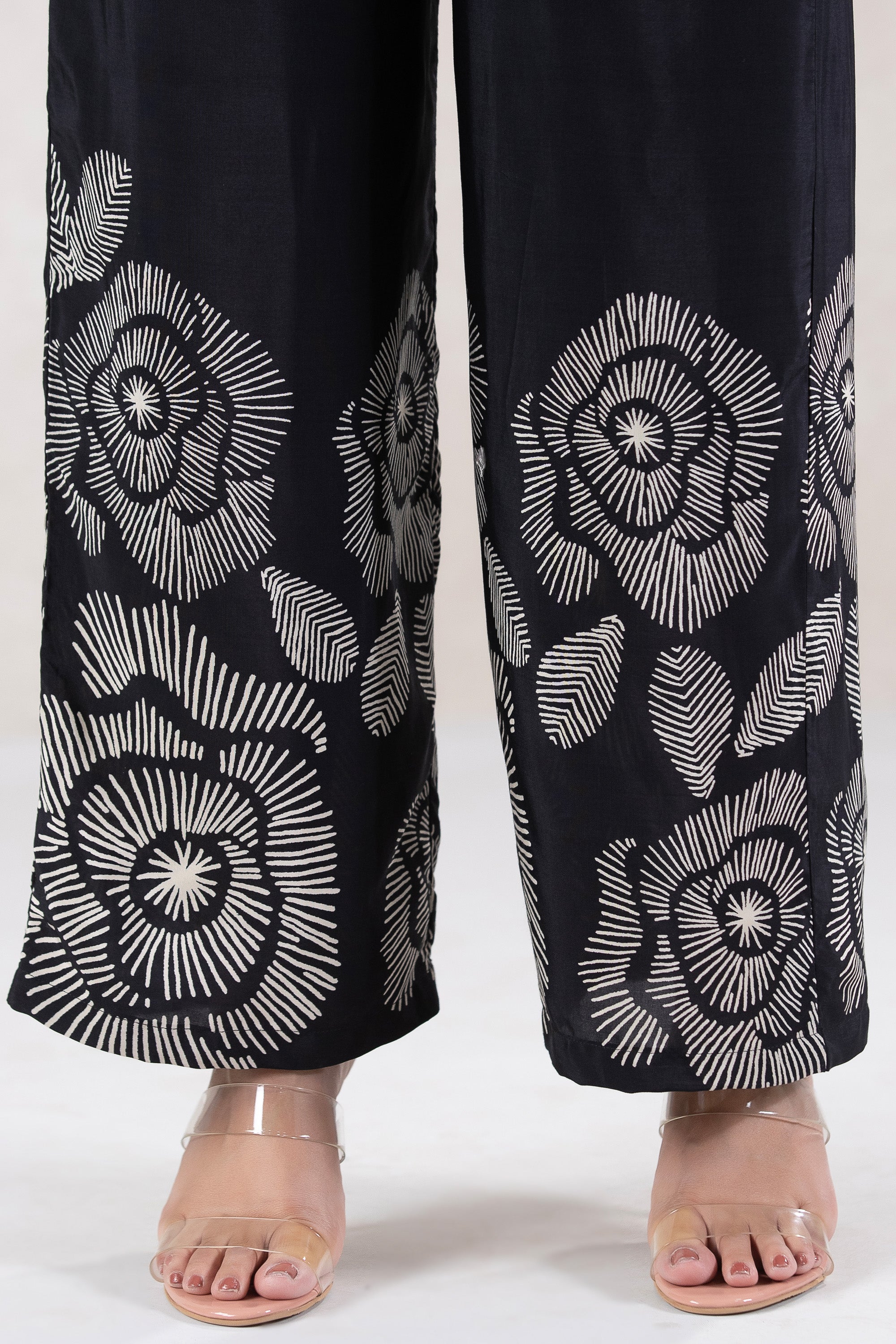 Bold Bloom in Black Printed Russian Silk Co-ord Set