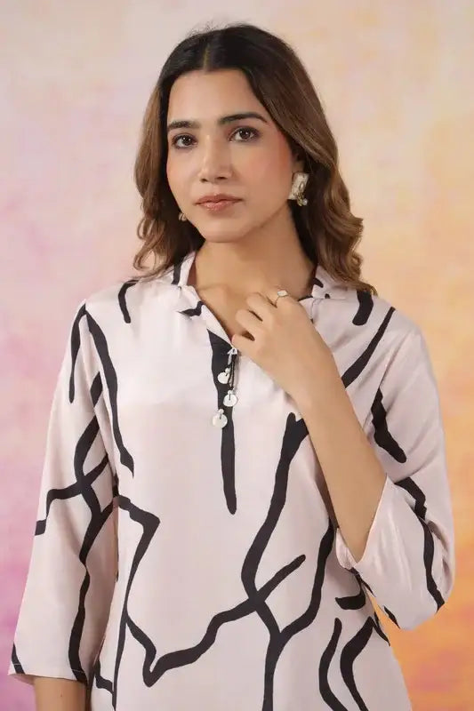 Abstract Elegance Russian Silk Co-ord Set