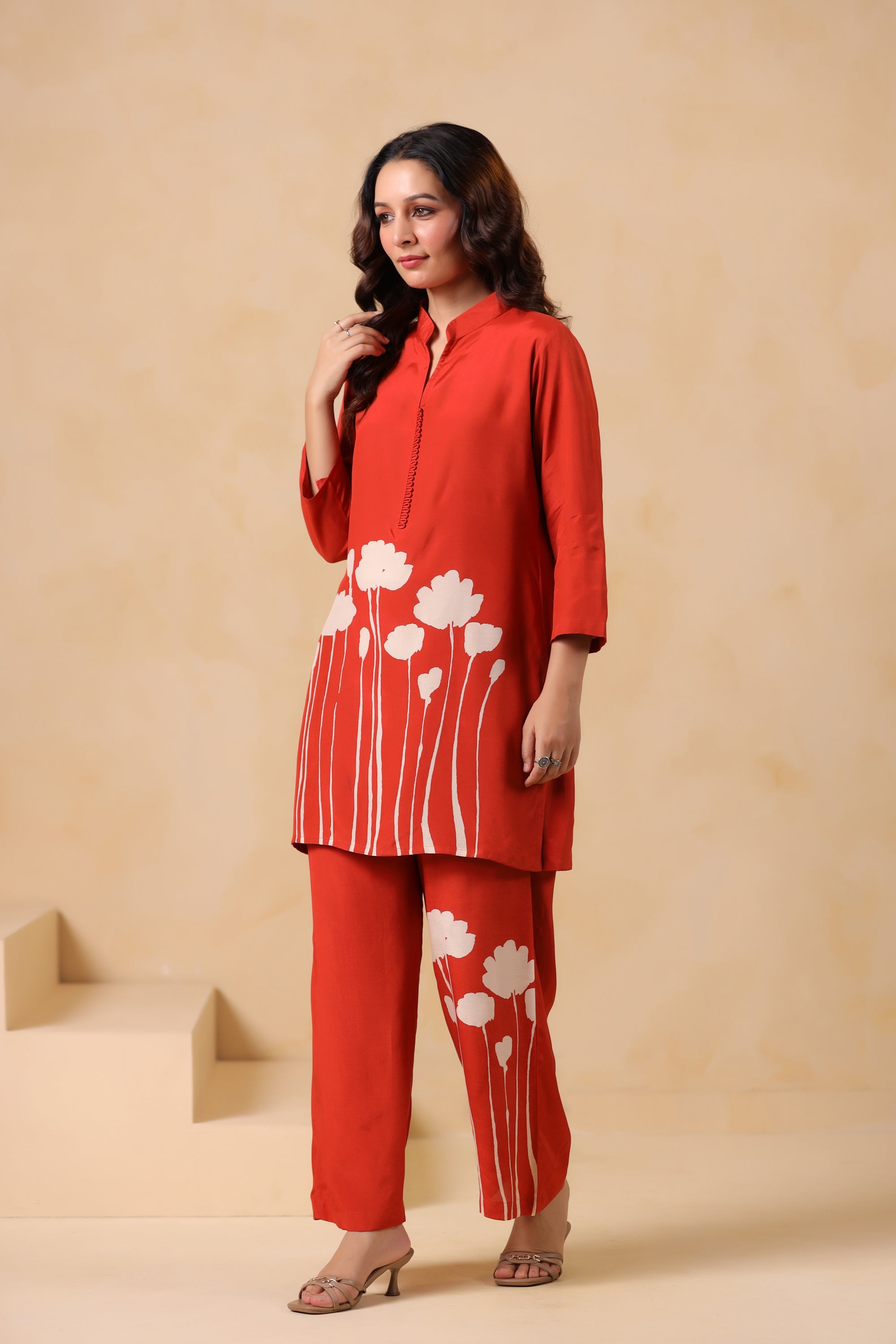 Rust Bloom Russian Silk Co-ord Set